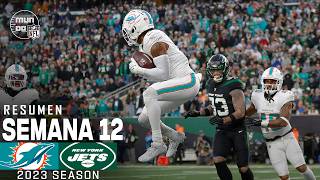 Miami Dolphins vs New York Jets  Semana 12 NFL 2023  NFL Highlights Resumen en español [upl. by Aziza]