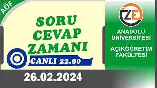 AÖF 26 02 2024 Canlı Ara Sınava Son 25 Gün  Açıköğretim Sorularınız [upl. by Dedrick753]