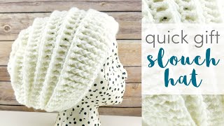 How to Crochet the Quick Gift Slouch Hat [upl. by Oznecniv940]