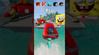 NOOB vs Girl vs PRO vs HACKER vs HEROBRINE Car Jump Challenge 😂 🚗 shorts beamngdrive [upl. by Llenrac611]