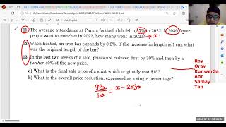 Grade 910 IGCSE Cambridge Extended Mathematics Ch3 Class16 Percentage 31st July [upl. by Saunderson]