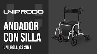 Andador con silla Uniprodo UNIROLL03 2IN1  Presentación de producto 10250028 [upl. by Dahc]