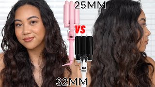 HOWTO MERMAID WAVESBEACHY WAVES  25MM VS 32MM WAVERS [upl. by Ahsenac]