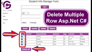 Delete Multiple Selected Row From GridView in Asp net C with Confirmation [upl. by Enaywd978]