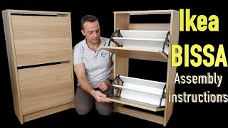 Ikea BISSA Shoe cabinet with 2 compartments Assembly Instructions StepbyStep Guide [upl. by Siver]