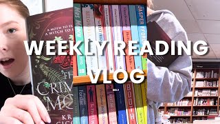 WEEKLY READING VLOG ✨📖🖤🧛🏻 book shopping book haul and bookshelf reorganisation [upl. by Rexford]