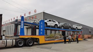 Car transporter automobile transporter Can also transport containers Professional semitrailer [upl. by Assilym836]