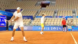 Nadal amp Alcaraz BRUTAL Power at Practice  Paris Olympics 2024 [upl. by Popele956]