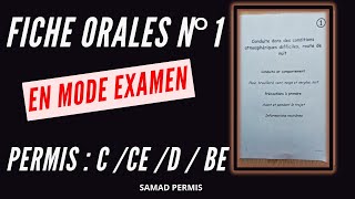 FICHE ORALE N° 1 PERMIS C CE D BE  MODE EXAMEN [upl. by Ahsilak]