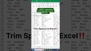 Removing Extra Spaces in Excel ‼️shorts excel computer exceltips [upl. by Oahc]