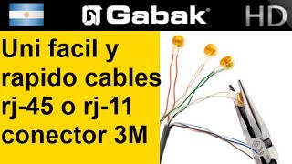 Empalme union de cable de red o telefonía usando conectores 3M uy2 [upl. by Ergener]