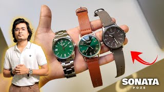 SONATA POZE Watches Haul  Budget Masterpiece 🔥  Unboxing amp Review [upl. by Elyac]