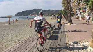 Italian pro Niccolo Bonifazio shows off his bike handling skills [upl. by Aisorbma]