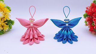 DIY Glitter Foam Angel Making For Christmas Decorations  Glitter Foam Sheets Craft Ideas [upl. by Akinwahs]