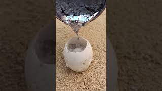 Casting Melting Aluminum Restoration into Eggs shorts [upl. by Atinet]