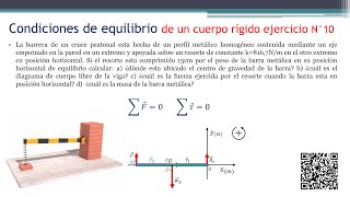 SEGUNDA CONDICION DE EQUILIBRIO EJERCICIOS RESUELTOS N°10 calcular la masa y la fuerza del resorte [upl. by Yetta]