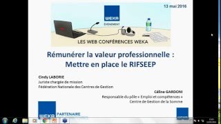 Webconférence  Rémunérer la valeur professionnelle  mettre en place le RIFSEEP [upl. by Anaihsat314]