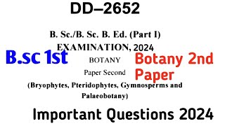 Bsc First Year Botany Second Paper  Bsc First year Botany Durg University 2024 Important Question [upl. by Emerick]