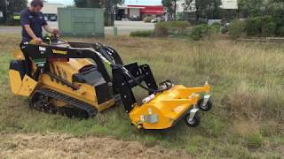 Vermeer Mini Skid Steer Loader with Grass Mower Attachment [upl. by Rizas]