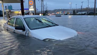 Washington flooding Video shows car underwater in Bellingham [upl. by Arima787]