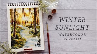 Watercolor Scenery Winter Sunlight [upl. by Annawaj]