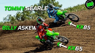 WE RACED ON KIDS BIKES  KX85 amp KX65 TEAM GREEN [upl. by Arenahs290]