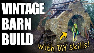 MASSIVE OAK FRAMING ON DIY SKILLS Vintage DIY Barn Build E29 [upl. by Nnaeiram]