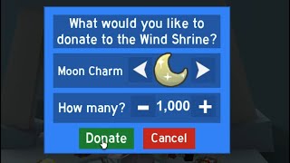 Donating 1000 Moon Charms To The Wind Shrine  Bee Swarm Simulator [upl. by Zaller]