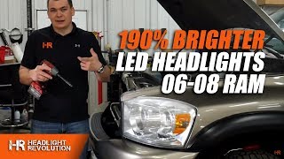 190 BRIGHTER HEADLIGHTS 0608 Ram LED Headlight and LED Turn Signal Bulbs Install [upl. by Janifer]