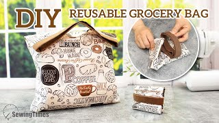 DIY Reusable Grocery Bag  Easy way to make a shopping bag sewingtimes [upl. by Sherm]