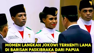 Momen Langkah JOKOWI Terhenti Lama di Barisan PASKIBRAKA dari PAPUA  Disalami Ditanyai Satu Persatu [upl. by Akeit]