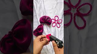 Organza hairband with crystal bead flowershortvideo shorts diy [upl. by Nivart]