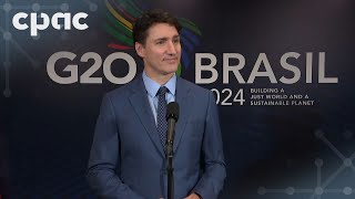 PM Trudeau speaks with reporters at G20 Trade Canada–US relations Ukraine – November 19 2024 [upl. by Leake]