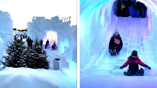 BEAUTIFUL ICE CASTLES  Family Visit Minnesota Ice Sculptures [upl. by Rise588]