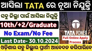 Odisha TATA Power Recruitment 2024  How to Apply Online TATA Power Jobs  Odisha TATA Power Jobs [upl. by Hillhouse]