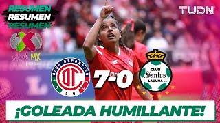 Resumen y goles  Toluca 70 Santos  Liga Mx Femenil  CL2024 J1  TUDN [upl. by Arukas]