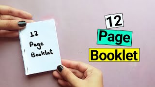 How To Make a 12 Page Booklet with Paper  No Glue [upl. by Alul547]