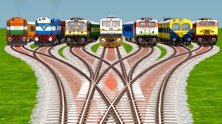 7 Train Crossing At High Speed Indian Railways  BUMPY RAILROAD  indian toy train [upl. by Thissa830]