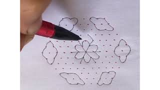 Very easy vilakku kolam by using 13 to 7 middle dots [upl. by Buatti]