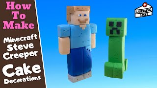 Minecraft Steve and Creeper Cake Tutorial  How to Make Minecraft Cake Topper Fondant Figure [upl. by Yirinec126]