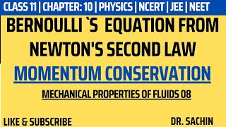 Drive Bernoullis Equation from Newtons second law [upl. by Saberhagen]