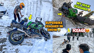 My SUPERBIKE CRASHED in Snow😭  Long Trip GONE WR0NG😭 Training Triceps Workout ❤️ [upl. by Kirwin]