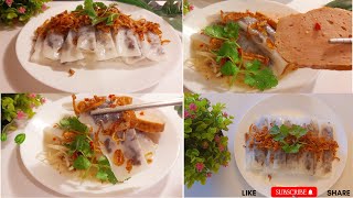 Bánh cuốn chả chiên  Non  sticking Pan Vietnamese steamed rice roll  easy recipe [upl. by Yrot]