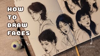 Easy way to drawing faces in different angles 🍮🍵 beginner friendly tutorial [upl. by Aratihc]