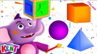 Impara le forme con il cubo puzzle  Cartone animato educativo per bambini  Kent elefante italiano [upl. by Hole]