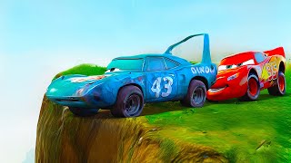 LIGHTNING MCQUEEN vs KING DINOCO vs GIANT CLIFFROCK Pixar Cars [upl. by Semele147]