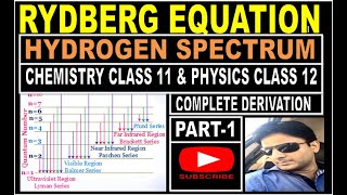 RYDBERG EQUATION DERIVATION HYDROGEN SPECTRUMCLASS 11 CHEMISTRYCLASS 12 PHYSICS ATOMS amp NUCLEI [upl. by Heath]