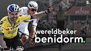 Spektakel troef in Benidorm Wout van Aert wint ondanks val na krachtmeting met Van der Poel [upl. by Key]