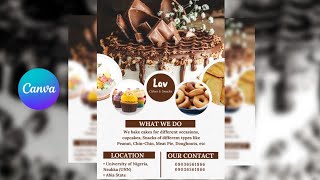 How to design a flyer for your bakery business on Canva  Pauldesignedit Tutorial [upl. by Yarled]