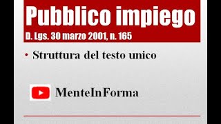 Testo Unico Pubblico Impiego D Lgs n 165 del 2001 Parte 1 [upl. by Malcolm]